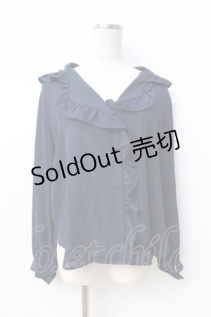 画像: axes femme / フリル襟ブラウス  紺 Y-25-08-31-021-AX-BL-SZ-ZI