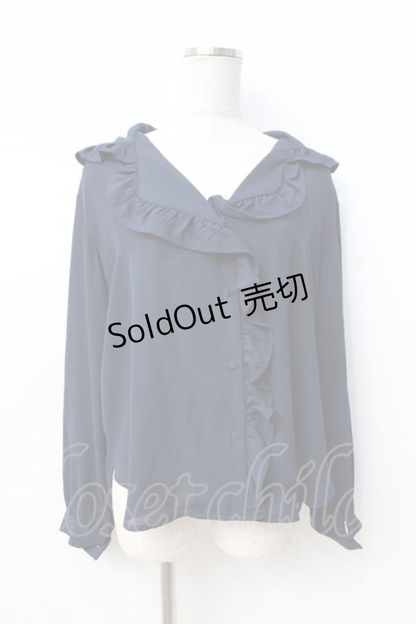 画像1: axes femme / フリル襟ブラウス  紺 Y-25-08-31-021-AX-BL-SZ-ZI (1)