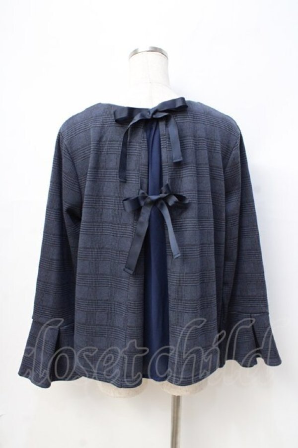 画像3: axes femme / グレンチェックバックシフォントップス  ブルー Y-25-08-31-022-AX-TO-SZ-ZI (3)