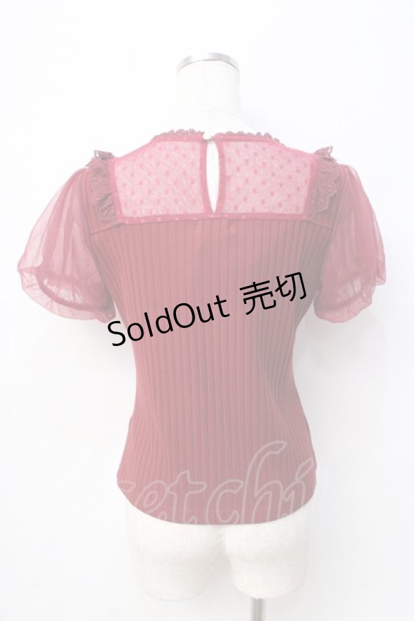 画像3: axes femme POETIQUE / 蝶ステッチ切替トップス  ワイン Y-25-08-31-023-AX-TO-SZ-ZI (3)