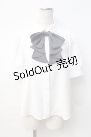 画像: an another angelus / ドレープタイ付きシャツ F オフ×グレー Y-25-08-31-025-CA-BL-SZ-ZY