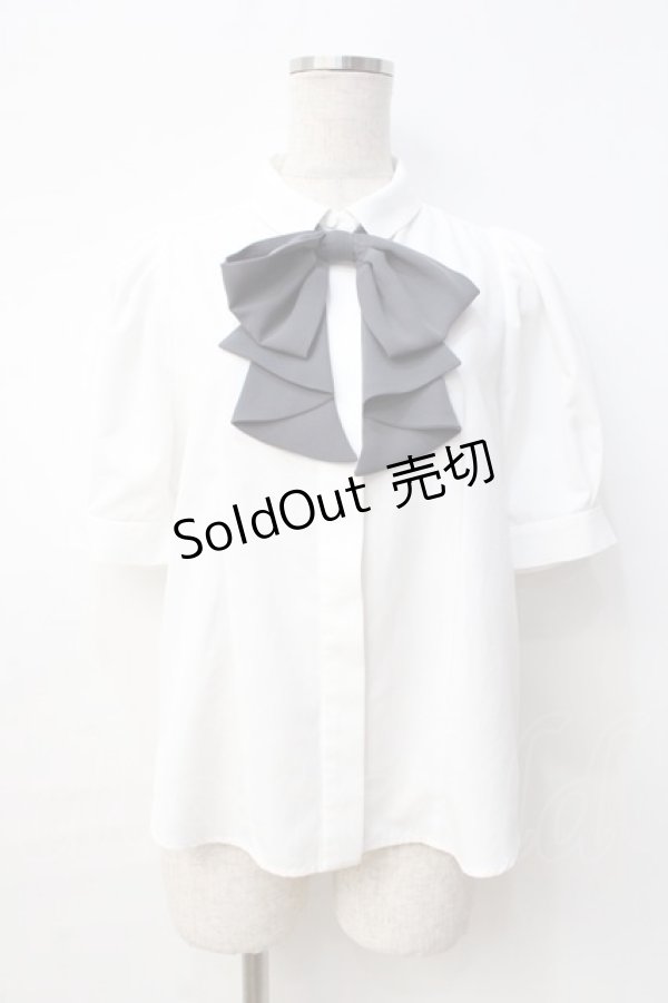 画像1: an another angelus / ドレープタイ付きシャツ F オフ×グレー Y-25-08-31-025-CA-BL-SZ-ZY (1)