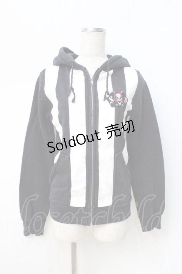 画像1: SEXY DYNAMITE LONDON / ストライプZIPパーカー S ブラック Y-25-08-31-028-PU-TO-SZ-ZY (1)