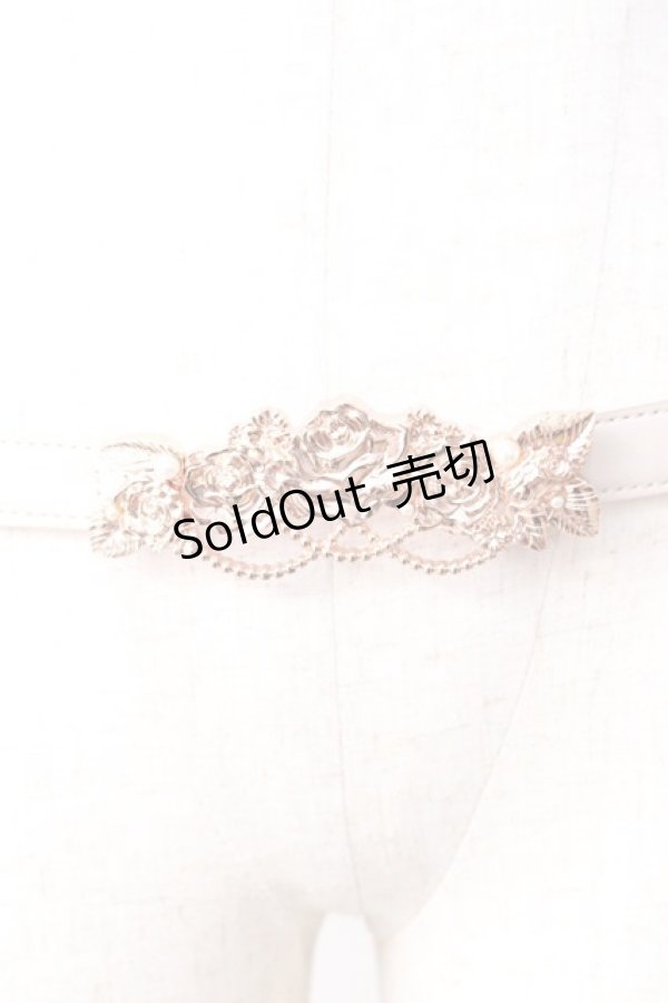 画像1: axes femme / ローズデザイン細ゴムベルト  ピンクゴールド Y-25-09-01-007-AX-ZA-SZ-ZT487-F005 (1)