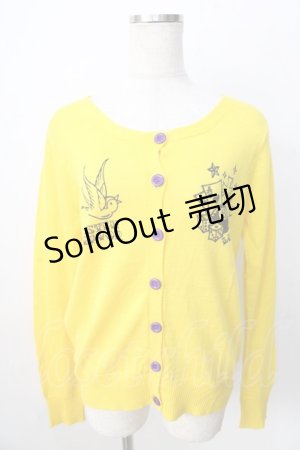 画像: LISTEN FLAVOR / プリントカーディガン  イエロー Y-25-09-01-046-PU-TO-SZ-ZY