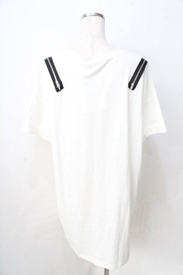 画像2: Ank Rouge / ジップデザインTシャツ  白 Y-25-09-01-047-CA-TO-SZ-ZT377 (2)