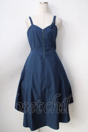 画像: axes femme POETIQUE / フロントジップイレヘムワンピース  ブルー Y-25-09-01-057-AX-OP-SZ-ZY