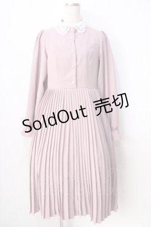 画像: m petit by misako / レース襟プリーツワンピース  ピンク Y-25-09-01-071-LO-OP-SZ-ZY