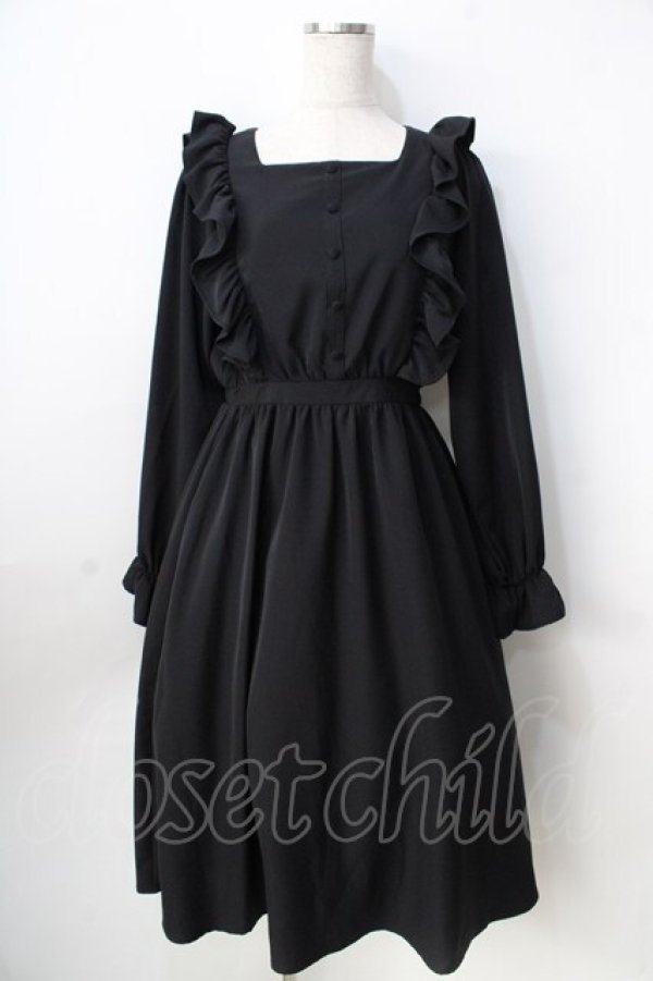 画像1: m petit by misako / フリルワンピース  黒 Y-25-09-01-073-LO-OP-SZ-ZY (1)