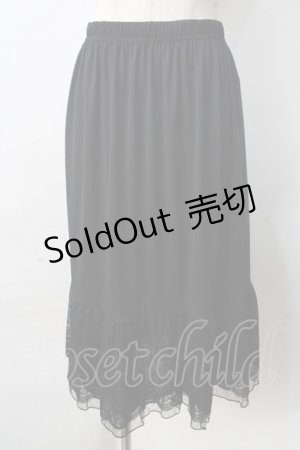 画像: axes femme / フラワーレースミディペチスカート M 黒 Y-25-09-01-083-AX-SK-SZ-ZY