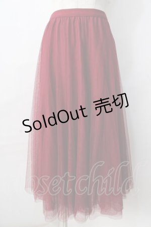 画像: axes femme / ロングチュールスカート  ワイン Y-25-09-01-085-AX-SK-SZ-ZY