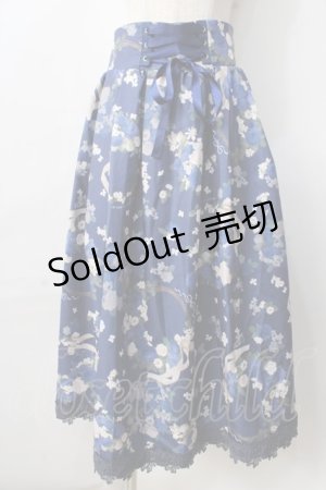 画像: axes femme / ローズリース柄スカート  紺 Y-25-09-01-087-AX-SK-SZ-ZI