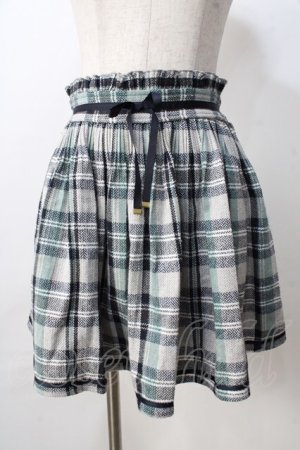 画像: axes femme POETIQUE / リボン配色チェックキュロット  グリーン Y-25-09-01-088-AX-SK-SZ-ZY