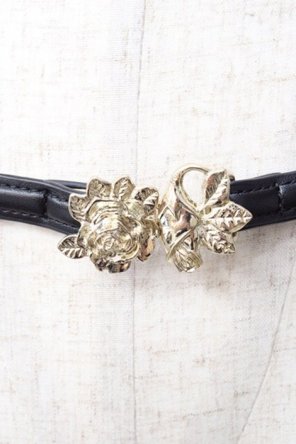 画像1: axes femme / ローズデザイン細ベルト  黒 Y-25-09-01-013-AX-ZA-SZ-ZT487-F005 (1)