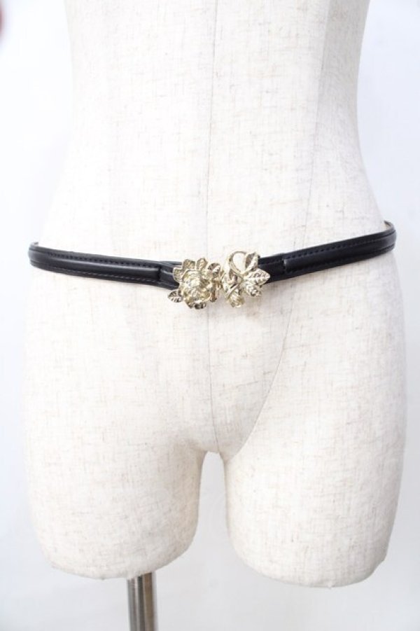 画像2: axes femme / ローズデザイン細ベルト  黒 Y-25-09-01-013-AX-ZA-SZ-ZT487-F005 (2)