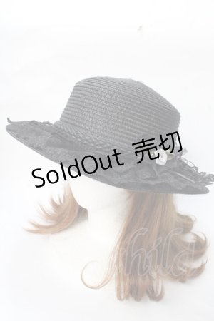 画像: axes femme / 巻きバラレースカンカン帽  黒 Y-25-09-01-019-AX-AC-SZ-ZT-K025