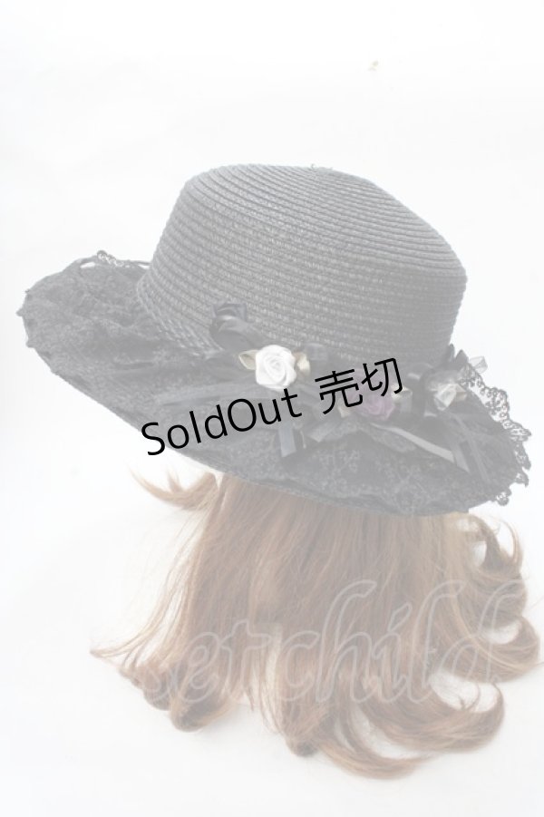 画像2: axes femme / 巻きバラレースカンカン帽  黒 Y-25-09-01-019-AX-AC-SZ-ZT-K025 (2)