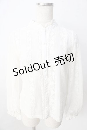 画像: axes femme POETIQUE / レースストライプブラウス  生成り Y-25-09-01-031-AX-BL-SZ-ZY