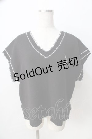 画像: axes femme / 刺繍ステッチベスト  黒 Y-25-09-01-037-AX-TO-SZ-ZI