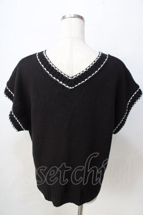 画像2: axes femme / 刺繍ステッチベスト  黒 Y-25-09-01-037-AX-TO-SZ-ZY (2)