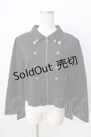画像: axes femme / Ｗ釦スリット袖ジップジャケット  黒 Y-25-09-01-040-AX-TO-SZ-ZY