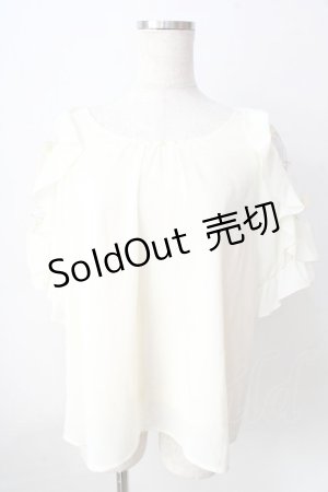 画像: axes femme / 袖チュールフラワーシフォントップス  生成り Y-25-09-05-035-AX-TO-SZ-ZY