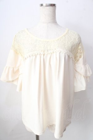 画像: axes femme / ヨークレース変型袖プルオーバー  生成り Y-25-09-05-038-AX-BL-SZ-ZY
