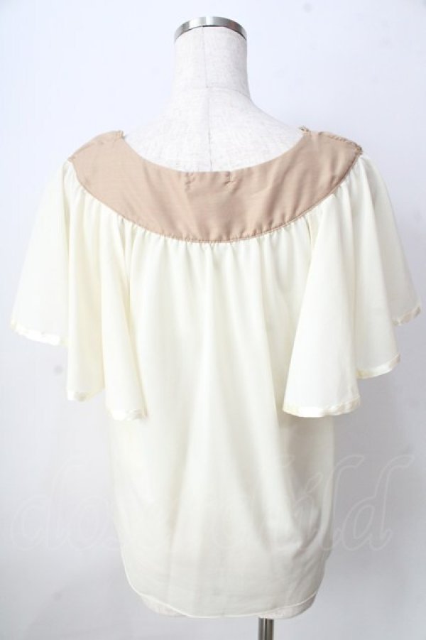 画像2: axes femme / フロントレース半袖シフォントップス  生成り Y-25-09-05-039-AX-TO-SZ-ZY (2)