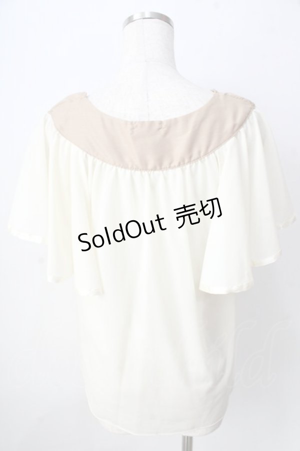 画像2: axes femme / フロントレース半袖シフォントップス  生成り Y-25-09-05-039-AX-TO-SZ-ZY (2)