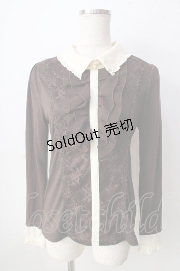 画像1: axes femme / フロントレースカットソー  ブラウン Y-25-09-05-042-AX-TO-SZ-ZY (1)