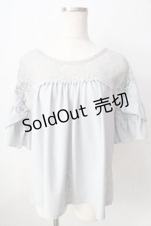 画像: axes femme / ヨークレース変型袖プルオーバー  サックス Y-25-09-05-043-AX-BL-SZ-ZY