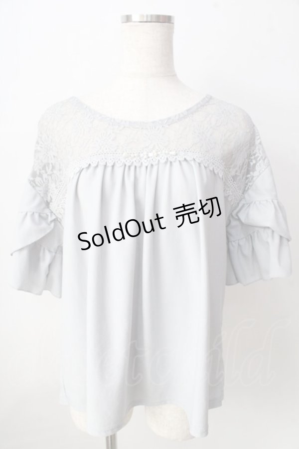 画像1: axes femme / ヨークレース変型袖プルオーバー  サックス Y-25-09-05-043-AX-BL-SZ-ZY (1)