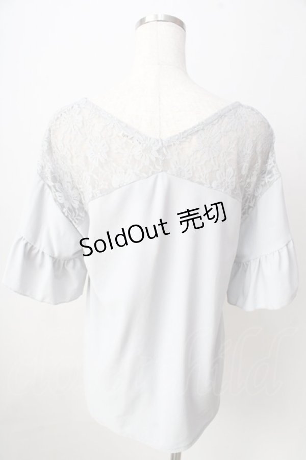 画像2: axes femme / ヨークレース変型袖プルオーバー  サックス Y-25-09-05-043-AX-BL-SZ-ZY (2)