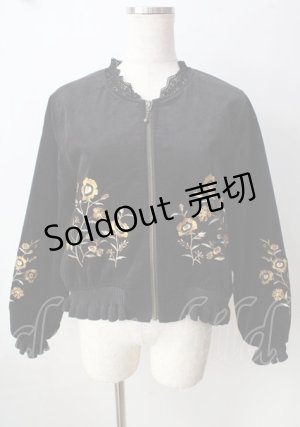 画像: axes femme / 刺繍入りコールテンブルゾン  黒 Y-25-09-05-050-AX-JA-SZ-ZY