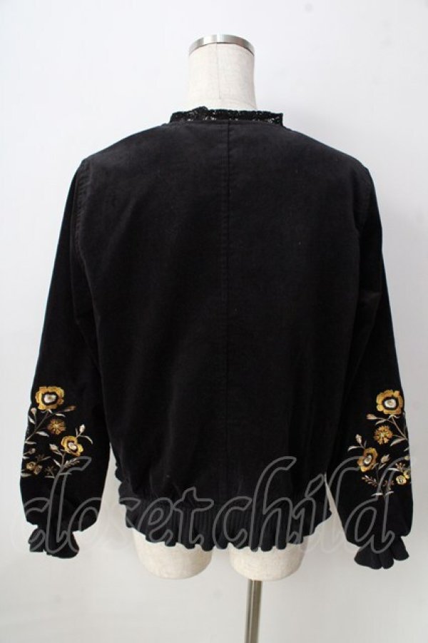 画像2: axes femme / 刺繍入りコールテンブルゾン  黒 Y-25-09-05-050-AX-JA-SZ-ZY (2)