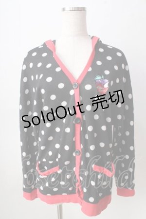 画像: LISTEN FLAVOR / 毒りんごモチーフフード付きカーディガン  黒 Y-25-09-05-054-PU-TO-SZ-ZY