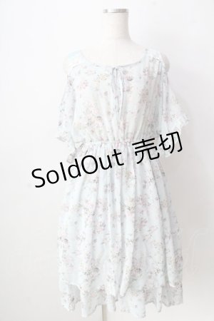 画像: 【SALE】axes femme / 花柄肩あきワンピース  サックス Y-25-09-05-061-AX-OP-SZ-ZT101