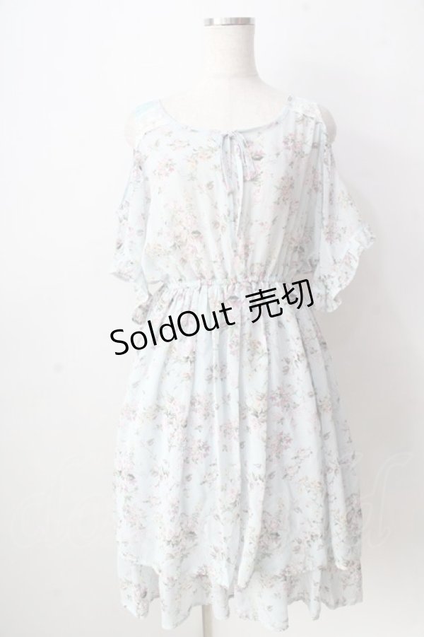 画像1: 【SALE】axes femme / 花柄肩あきワンピース  サックス Y-25-09-05-061-AX-OP-SZ-ZT101 (1)
