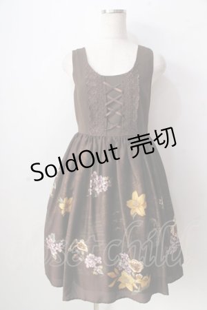 画像: axes femme / 楽譜×鳥かご柄ワンピース  ブラウン Y-25-09-05-062-AX-OP-SZ-ZY