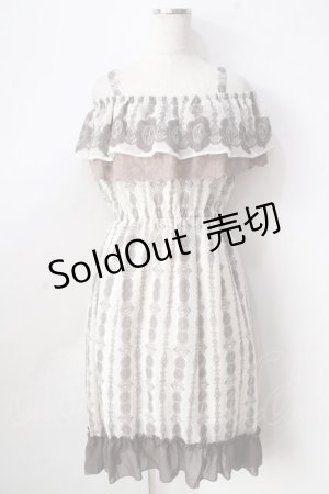 画像: axes femme / オフショルプリントワンピース  生成り Y-25-09-05-066-AX-OP-SZ-ZY