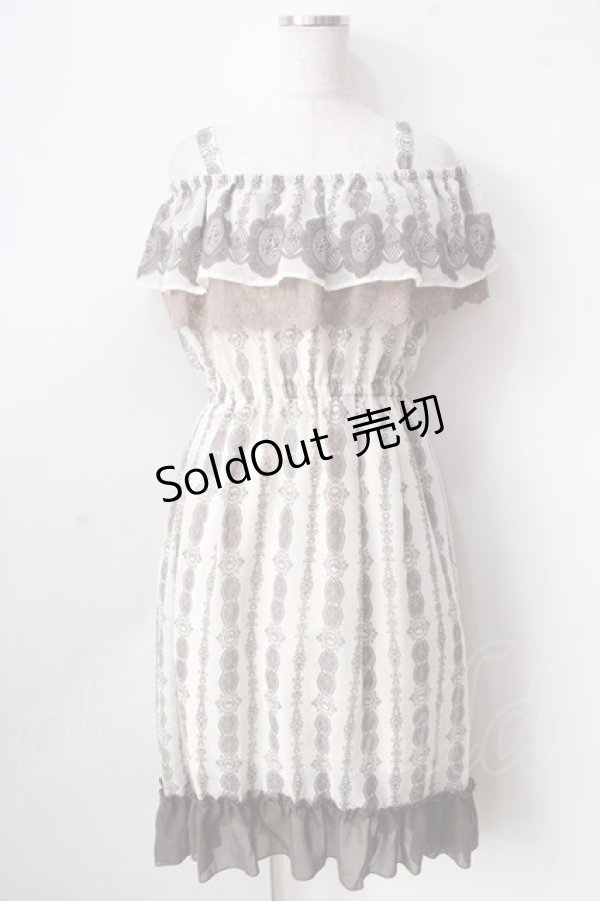 画像1: axes femme / オフショルプリントワンピース  生成り Y-25-09-05-066-AX-OP-SZ-ZY (1)