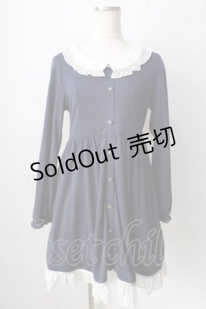 画像: axes femme POETIQUE / ドットフリルカットワンピース  紺 Y-25-09-05-068-AX-OP-SZ-ZY
