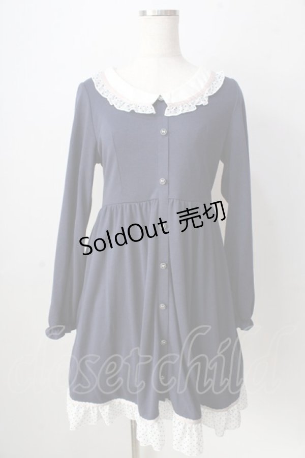 画像1: axes femme POETIQUE / ドットフリルカットワンピース  紺 Y-25-09-05-068-AX-OP-SZ-ZY (1)