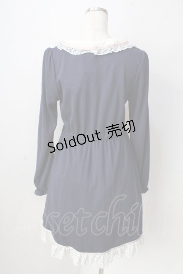 画像2: axes femme POETIQUE / ドットフリルカットワンピース  紺 Y-25-09-05-068-AX-OP-SZ-ZY (2)