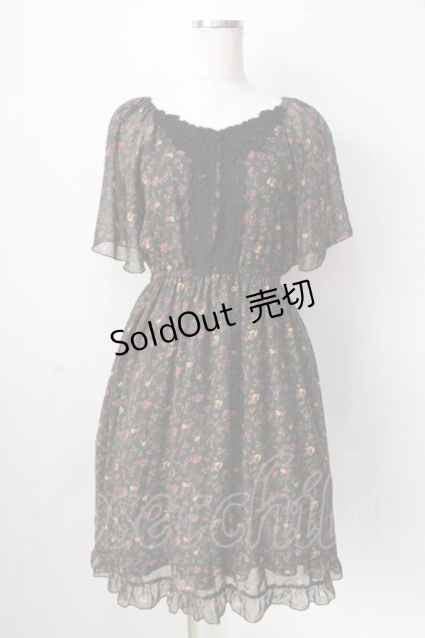 画像1: axes femme / 小花柄シフォンワンピース  グリーン Y-25-09-05-070-AX-OP-SZ-ZY (1)