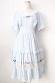 画像1: axes femme POETIQUE / フラワー刺繍ピナフォアワンピース  サックス Y-25-09-05-073-AX-OP-SZ-ZY (1)