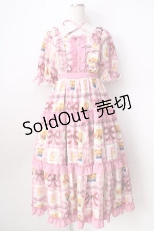 画像: axes femme kawaii / ベアズベーカリー柄ロングワンピース  ピンク Y-25-09-05-078-AX-OP-SZ-ZH