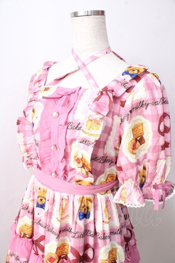 画像3: axes femme kawaii / ベアズベーカリー柄ロングワンピース  ピンク Y-25-09-05-078-AX-OP-SZ-ZY (3)