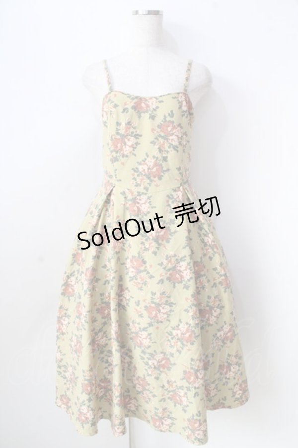 画像1: an another angelus / ローズ柄コルセット切替ワンピース  イエロー Y-25-09-05-082-CA-OP-SZ-ZY (1)