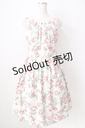 画像: an another angelus / フラワープリントマルバックルベルトノースリーブワンピース  生成り Y-25-09-05-084-CA-OP-SZ-ZY